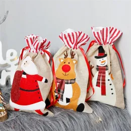 Present Wrap Christmas Bag DrawString Packaging Candy Cookie Nougat Packing Påsar för Home Santa Presents Decorations