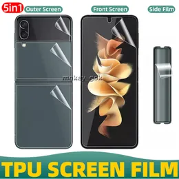 5in1 For Samsung Galaxy Z Flip 3 Z Flip4 Screen Protector Inside TPU Film Full Covered Outer Back Cover Screen Protector High Clarity Anti-Shatter Bubble Free