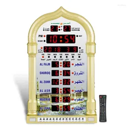 벽시계 디지털 시계 온도 날짜 모스크기도 무슬림 아잔 테이블 EU 플러그를 가진 원격 제어 전자 LED