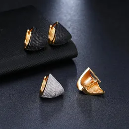 Stud Earrings SexeMara Brand Unique Fashion Two Tone Originality Geometric Jewelry For Woman Charm Wedding Party Gift