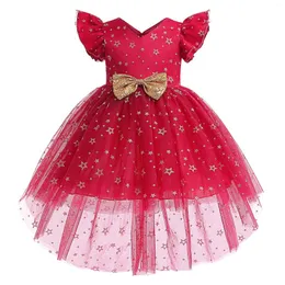 Mädchen Kleider Sommer Kinder Kleidung Ziemlich Koreanische Kleine Mädchen Sterne Pring Prinzessin Party Kostüm Vestidos Fliege Outfits Kleidung