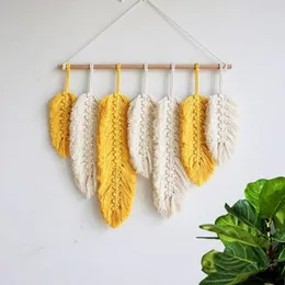 Tapestries المصنوعة يدويًا Macrame Hanging Decoration Boho Tassel Wall Ornament Tapestry للباب المنزلي 45 42.5 سم