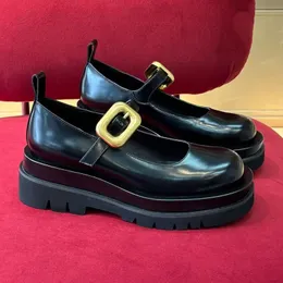 Designer Women Dress Shoes Luxury Metal Brushed Leather Monolith Loafer Platform Heel EU35-41 With Box