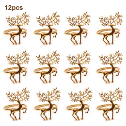 Napkin Rings 12pcs Christmas Holder Alloy High quality Cute Delicate Deer Ring for Bar Restaurant Party Dinner 230224