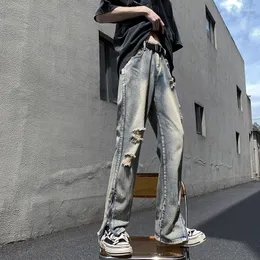 Men's Pants Street Retro Red dżinsy męskie zamek błyskawiczny swobodny duży rozmiar prosty modny hip-hop