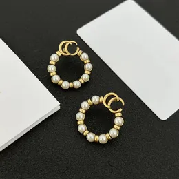 2023Luxury designer Alphabet Pearl Earrings aretes orecchini for women party engagement gift Jewelry