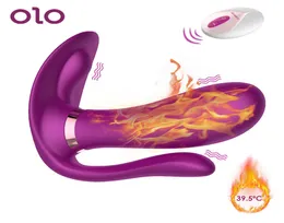 Olo Heating Dildo Vibrator Vibrating Panties Wireless Remote Control Anal Sex Toys for女性カップル女性マスターベーションJ1906273451855