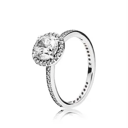 REAL 925 Sterling Silver CZ Diamond خاتم الماس مع مجموعة مربع أصلية تناسب باندورا على طراز الزفاف مجوهرات الخطوبة للنساء الفتيات 3034