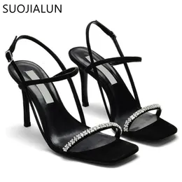 Sandals Suojailun 2022 Brand Women Sandal Fashion Band الضيقة رقيقة رقيقة السيدات الأنيقة المصارع أحذية الكاحل فستان 230224