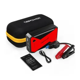 DBPower draagbare auto jump starter 1000A, 12V lithium-ion auto batterij booster pack, powerbank met LCD-scherm klemkabels, USB Quick Charge, LED-zaklamp