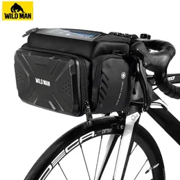 Panniers çanta vahşi adam bisiklet çantası büyük kapasite su geçirmez ön tüp bisiklet çantası mtb gidon çanta ön gövde pannier paketi bisiklet aksesuarları 230224