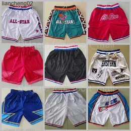 Mäns shorts stjärna All Team Basketball Just Shorts Don Sport Wear Pocket Zipper Sweatpants Man 2019-2020 1996 1997 2003 Year Red Blue Western EA313V W0225