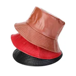 DHgate.com:Adjustable Faux Leather Wide Brim Bucket Hat
