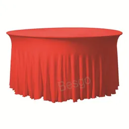 Elastic Table Cloth Hotel Banquet Stretch Table Covers Round Wedding Party Tablecloth Home Solid Color Dust Proof Tablecloths BH8348 TYJ