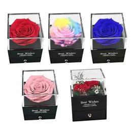 Decorative Flowers & Wreaths Flower Rose Eternelle Jewelry Box Girl Women Earrings Necklace Lipstick Makeup Storage For Wedding Birthday Val
