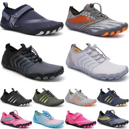 Homens mulheres esportes aqu￡ticos Sapatos de ￡gua de ￡gua preta branca cinza azul rosa ao ar livre sapatos de praia 036