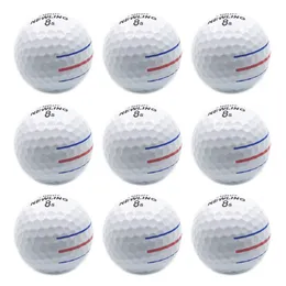 Golf Balls 12 Pcs 3 Color Lines Aim Super Long Distance 3PieceLayer Ball For Professional Competition Game Brand 230225