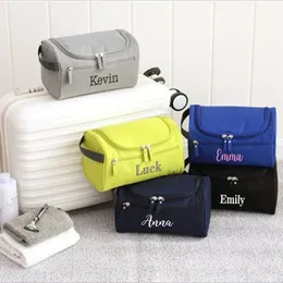 Косметические сумки корпусы Персонализированные открытые переносные оксфордские ткани для проникновения в пакет с водонепроницаемой грандиозной сумкой для хранения с большими возможностями на заказ вышитый 230225