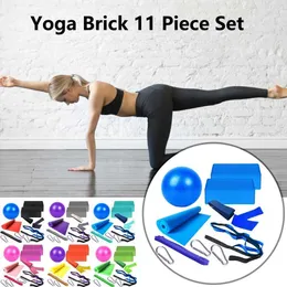 Striegas de yoga 1 set útil yoga ladrillo de ladrillo resistente a la lágrima banda de estiramiento de estiramiento de alto rebote fascia bola de masaje bola kit estiramiento J230225