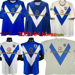 Retro 03 04 Jerseys de futebol de Brescia Calcio Caracciolo Baggio Pirlo di Biagio Futbol Mauri Futebol vintage Camiseta Classic Shirt 2003 2004 Top