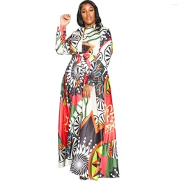 Casual Dresses Vintage African Ethnic Print Dress Women Autumn 2023 Plus Size Slim Bandage Ball Gown Maxi Sexy Long Party