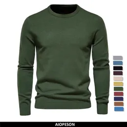 T-shirt da uomo O-Collo Pullover Maglione da uomo Casual Tinta unita Maglione caldo Uomo Moda invernale Slim Maglioni da uomo 11 colori 230225