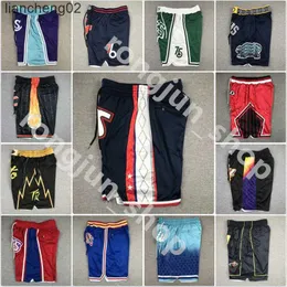 Männer Shorts 2022 Team Basketball Just Don Shorts Sport Kurze Hip Pop Hose mit Tasche Reißverschluss Jogginghose Blau Weiß Schwarz Rot Lila Mann genäht W0225