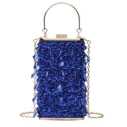 Borse da sera Fashion Crystal blue Clutch Women Designer Party Purse Box Chain Shoulder Ladies borsa in oro abbagliante B366 230225