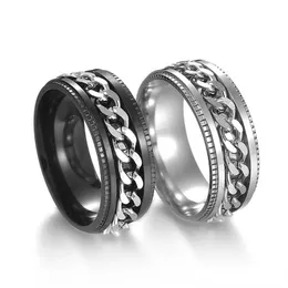 High-end Stainless steel spin rotate chain ring relieve pressure gold chains mens rings will and sandy fashion jewelry