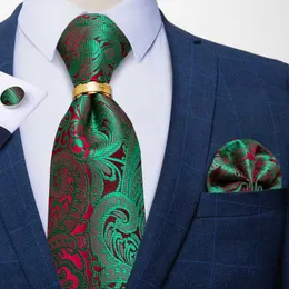 Krawaty szyi 100 Jedwabny Jacquard tkany zielony czerwony pauzly kwiatowy mężczyzna remis luksus 8 cm biznesowy przyjęcie szyjki hanky krawat pierścień dibangu J230225