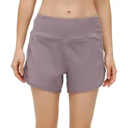L092 Sports Shorts Kadınlar Arka Zipper Cep Yoga Kısa Pantolon Kıyafet Gevşek Nefes Alabilir Koşu Koşu Giyim Kızları Egzersiz Fitn268W