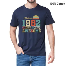 Camisetas masculinas algodão 1982 tshirts 40 anos de ser incrível 40º aniversário presente de moda Men t-shirt women women casual harajuku tee