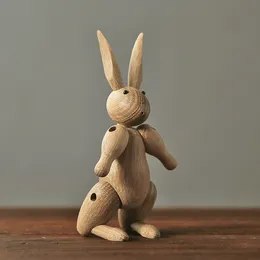 Decorative Objects Figurines Home Decor Nordic Danish Wood Carving Miss Rabbit Joint Puppet Decoration Living Room Children's 230224