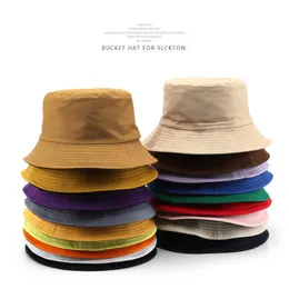 Wide Brim Hats Sleckton % Cotton Bucket Hat Women and 남성을위한 면밀한 파나마 모자 Summer Sun Caps Solid Double Sided Fisherman Hat Unisex G230224