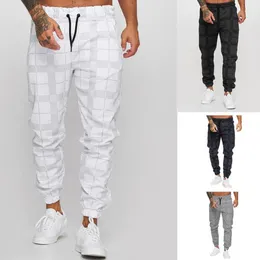 Calça esportiva masculina jogger mass calças xadrez casuais de streetwear da moda ginásios de fitness masculino