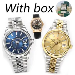 SKY DHgate mens watch luxury automatic 42mm Watches air double rotation function date 904L stainless steel sapphire waterproof With box root beer Wristwatches