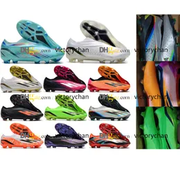 Gift Bag Quality Football Boots X Speedportal FG Laceless Outdoor Soccer Shoes Orange Black White Green Leather Comfortable Electroplate Trainers Football Cleats