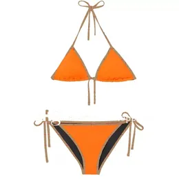 Conjuntos de sutiãs laranja tangas femininas roupas de banho sexy para roupas de natação verão halter festa na piscina conjunto de biquíni roupas de banho