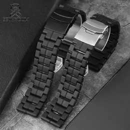 Titta på band för 3051 3150 utomhus Military Watchband Diving Belt 23mm Carbon Fiber Male Strap Wrist Armband Accessories Black