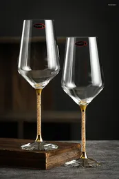 ワイングラス420mlゴールドフォイルシャンパンゴーブルギフトボックスレッドドリンクセットクリスタルカクテルガラスバーの調理器具ガラス製品の結婚式の好意