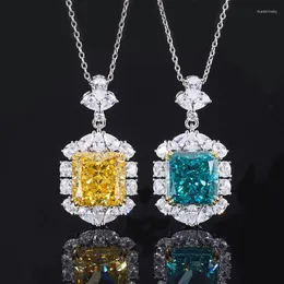 Chains S925 Full Body Silver Simulation Color Treasure Type High Carbon Diamond Redian Cutter Square Pendant Stone 13