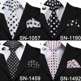 Neck Ties Hitie Designer Polka Dot Ties 100 Silk Slips för män 85 cm breda affärsbröllopsband Handdukar Manschettknappar