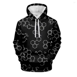 Herrtröjor Science Formula 3D Sweatshirts Färgglada tryckman Kvinna Rolig matematik Logistik Kemi Hooded 2023