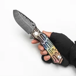 Тяжелый складной нож -мошенник Shark Sck Custom Tactical Hunting Outdoor Оборудование долговечное черное S35VN Blade Цветная ручка титана практические инструменты выживания EDC