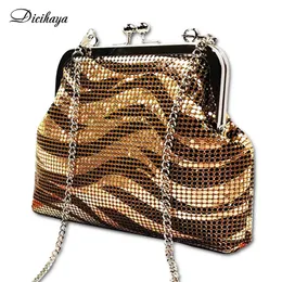 Torby wieczorowe Dicihaya mini sprzęgło srebrne błyszczące torebki ślubne i torebka Złote luksusowy projektant ramię 230225