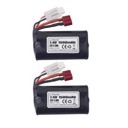 2st 7 4V 1500mAh T-plug litiumbatteri används för WLOTYS 12423 12401 12403 12428 HM163 HM164 YC200 9155 9156 4WD Höghastighet off-road296a