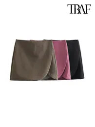 Frauen Shorts ONKOGENE Frauen Mode Pareo Stil Shorts Röcke Vintage Hohe Taille Seite Zipper Weibliche Skort Mujer 230225