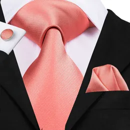 NECK TIES HITIE MEN TIN SILK PEACH TOP TOPLATNY Gold Red Różowe Koral Solidne krawaty dla mężczyzn Party Wedding Business Hanky ​​Mankiety Zestaw J230225