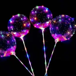 LED Novelty Lighting Up Bobo Balloons Rose Bouquet Wedding Transparent Light Ball Glow Bubble Balloons Strings Lights Valentine's Day Partys Decor DIY Gifts oemled