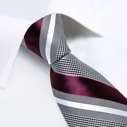 Nackband mode randig slips för män rött vin vitt siden bröllop slips hanky manschettknapp present slips set dibangu nyhet design företag mj7337